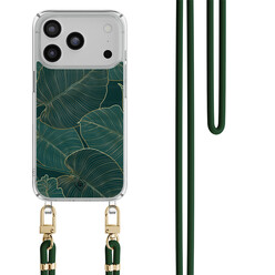 Casimoda iPhone 17 Pro hoesje met groen koord - Monstera leaves