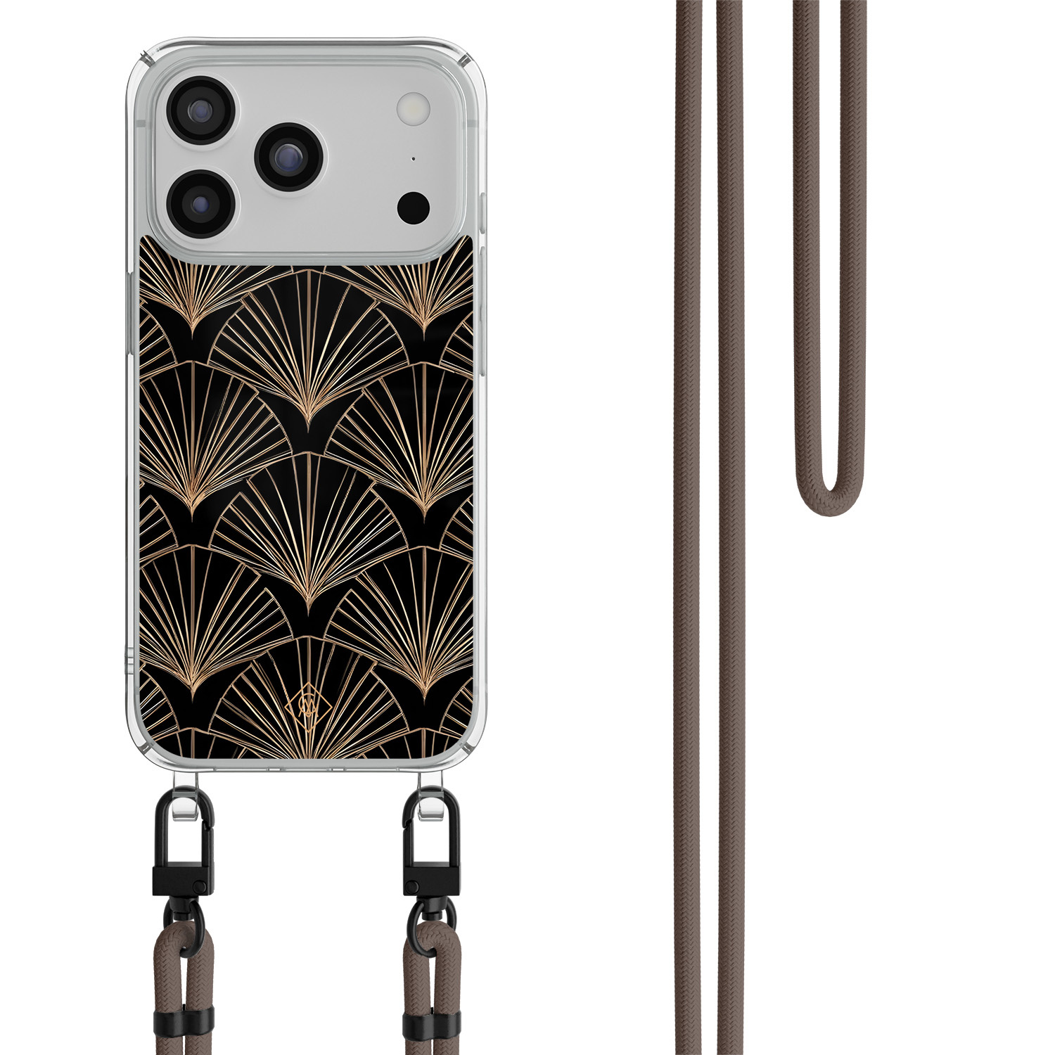 iPhone 17 Pro hoesje met donkerbruin koord Deco Glam