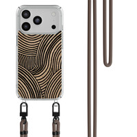 Casimoda iPhone 17 Pro hoesje met donkerbruin koord - Ebony Waves