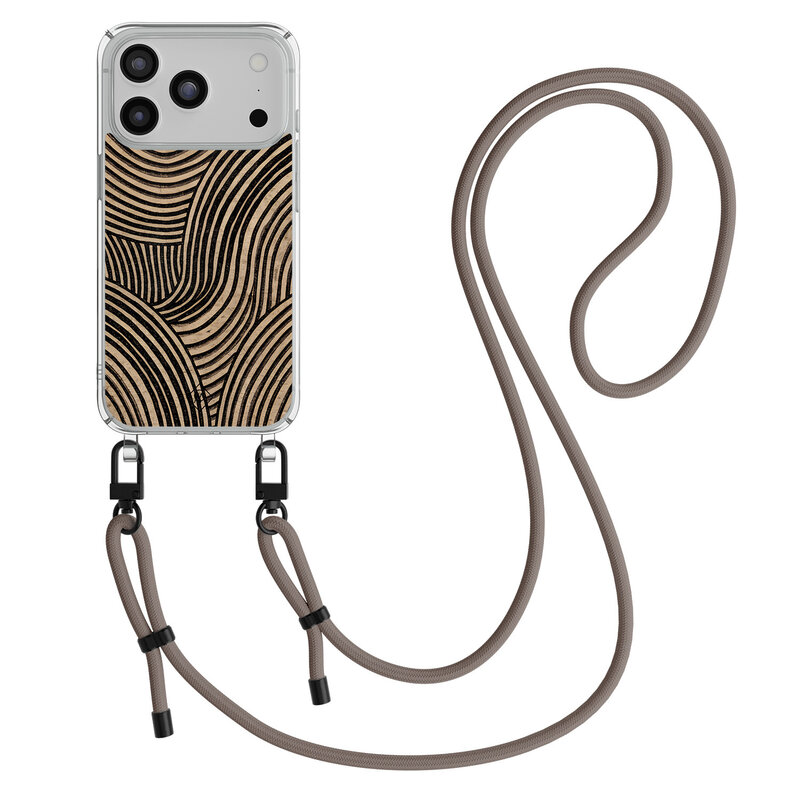 Casimoda iPhone 17 Pro hoesje met donkerbruin koord - Ebony Waves