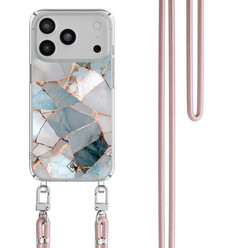 Casimoda iPhone 17 Pro hoesje met rosegoud koord - Azure Geo