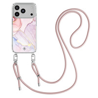 Casimoda iPhone 17 Pro hoesje met rosegoud koord - Purple sky