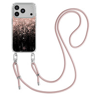 Casimoda iPhone 17 Pro hoesje met rosegoud koord - Marmer twist