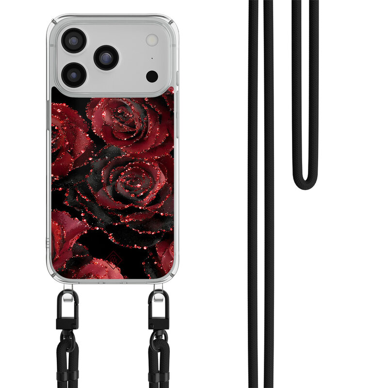 Casimoda iPhone 17 Pro hoesje met zwart koord - Rode Rozen