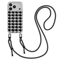 Casimoda iPhone 17 Pro hoesje met zwart koord - Pied de Poule