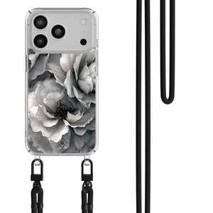 Casimoda iPhone 17 Pro hoesje met zwart koord - Pioenroos