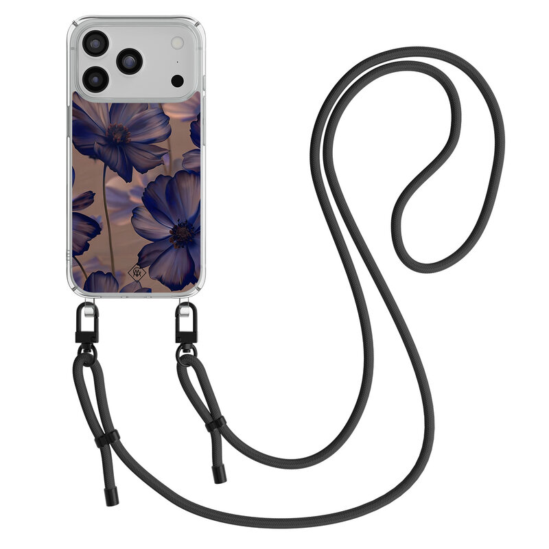 Casimoda iPhone 17 Pro hoesje met zwart koord - Twilight petals