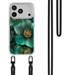 Casimoda iPhone 17 Pro hoesje met zwart koord - Emerald flowers