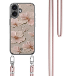 Casimoda iPhone 17 hoesje met rosegoud koord - Soft flowers