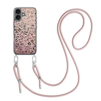 Casimoda iPhone 17 hoesje met rosegoud koord - Rosé Leopard