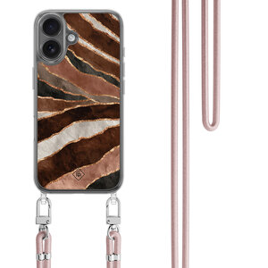 Casimoda iPhone 17 hoesje met rosegoud koord - Earth Agate