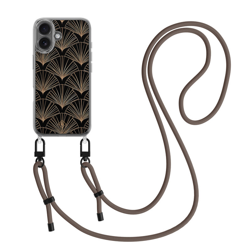 Casimoda iPhone 17 hoesje met donkerbruin koord - Deco Glam