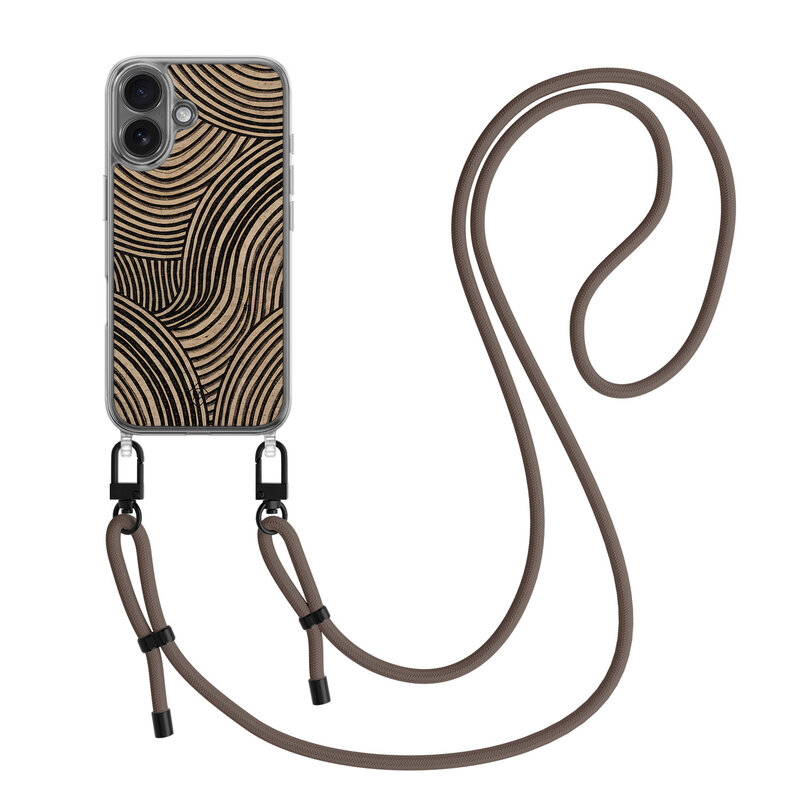 Casimoda iPhone 17 hoesje met donkerbruin koord - Ebony Waves