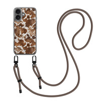 Casimoda Phone 17 hoesje met donkerbruin koord - Koeienprint