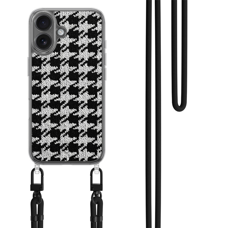 Casimoda iPhone 17 hoesje met zwart koord - Pied de Poule