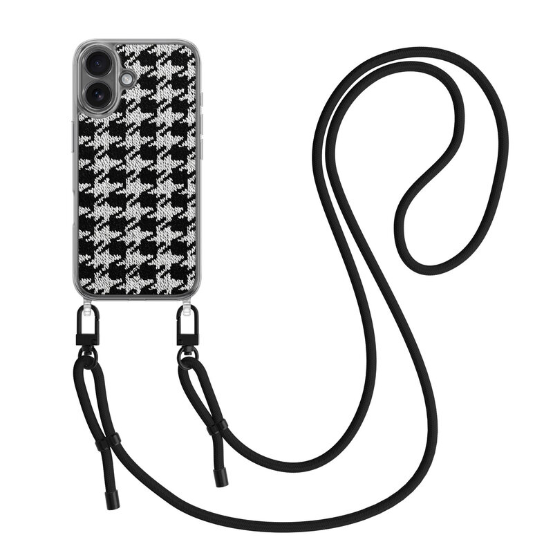 Casimoda iPhone 17 hoesje met zwart koord - Pied de Poule