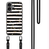 Casimoda iPhone 17 hoesje met zwart koord - Hart streepjes