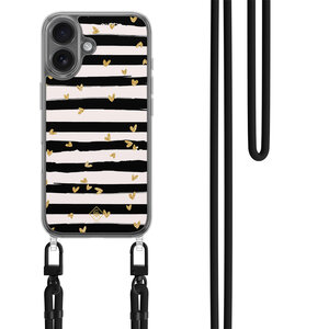 Casimoda iPhone 17 hoesje met zwart koord - Hart streepjes