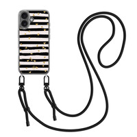 Casimoda iPhone 17 hoesje met zwart koord - Hart streepjes