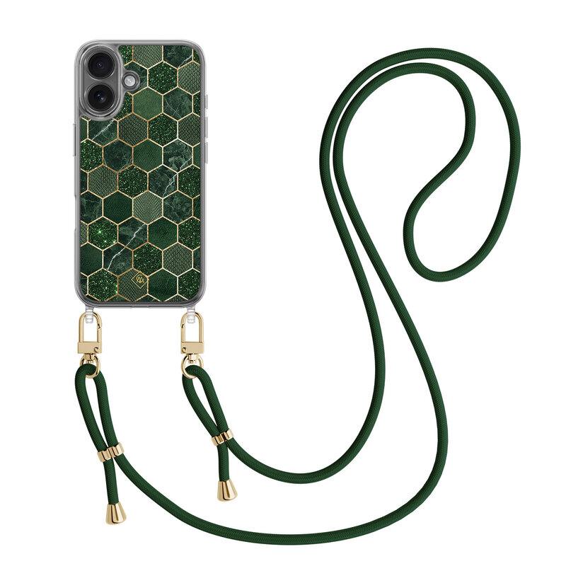 Casimoda iPhone 17 hoesje met groen koord - Kubus groen