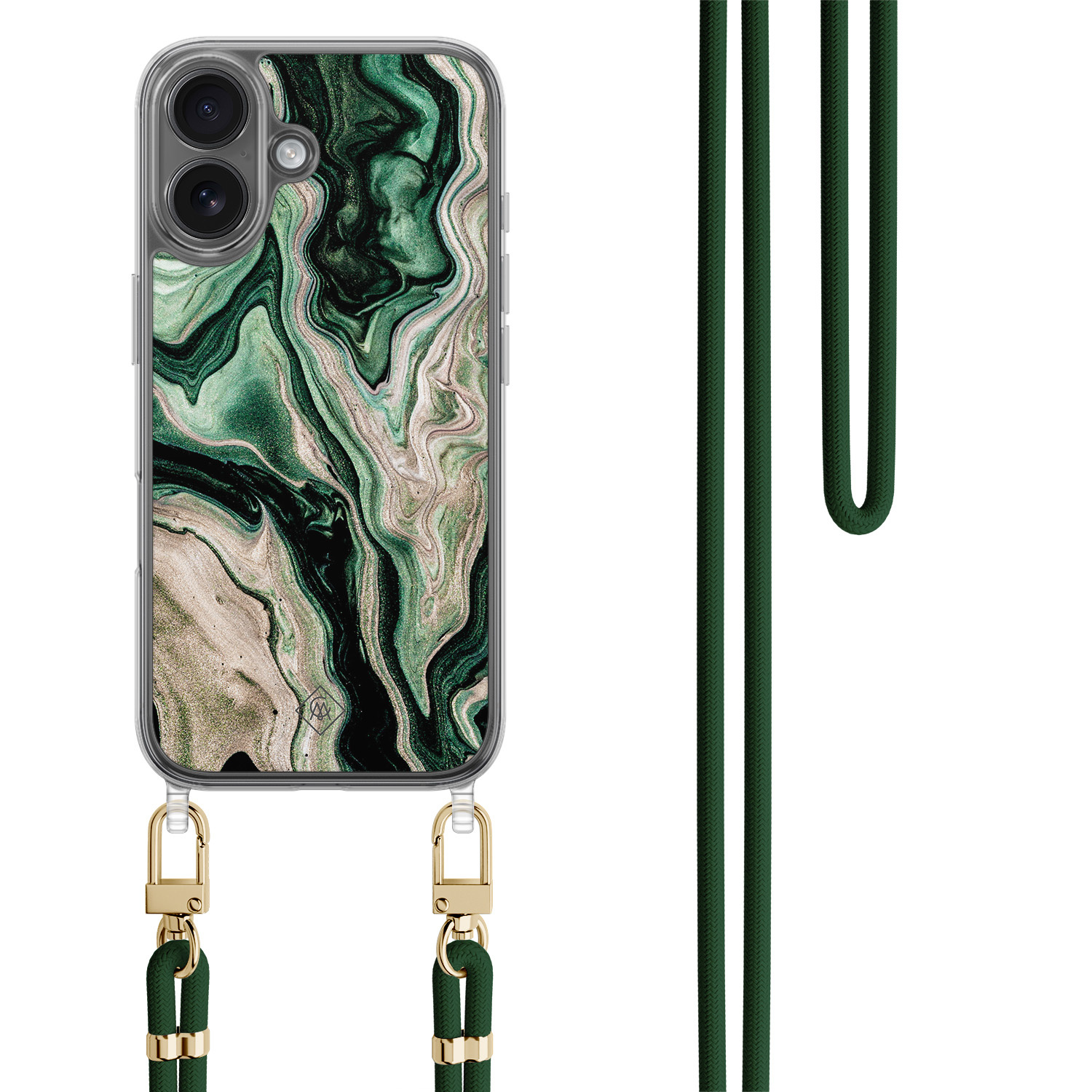 iPhone 17 hoesje met groen koord Green waves