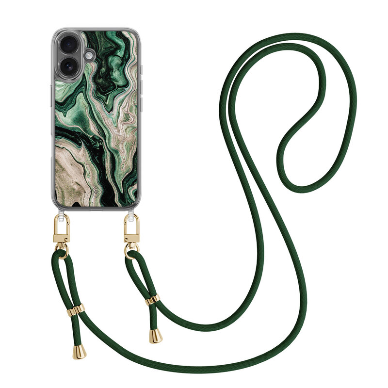 Casimoda iPhone 17 hoesje met groen koord - Green waves
