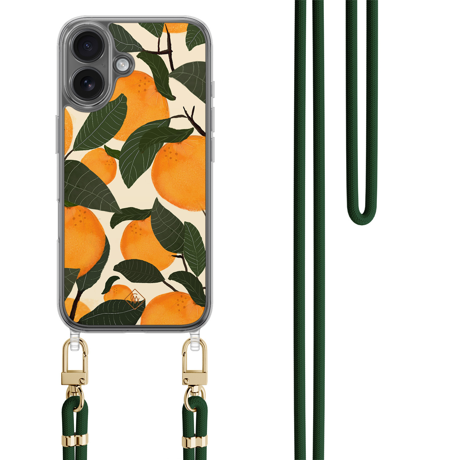 iPhone 17 hoesje met groen koord Orange garden