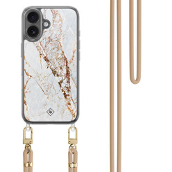Casimoda iPhone 17 hoesje met beige koord - Marmer goud
