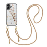 Casimoda iPhone 17 hoesje met beige koord - Marmer goud