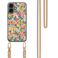 Casimoda iPhone 17 hoesje met beige koord - Pink garden
