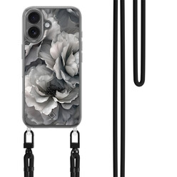 Casimoda iPhone 17 hoesje met zwart koord - Pioenroos