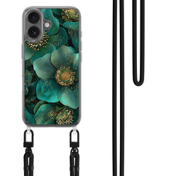 Casimoda iPhone 17 hoesje met zwart koord - Emerald flowers