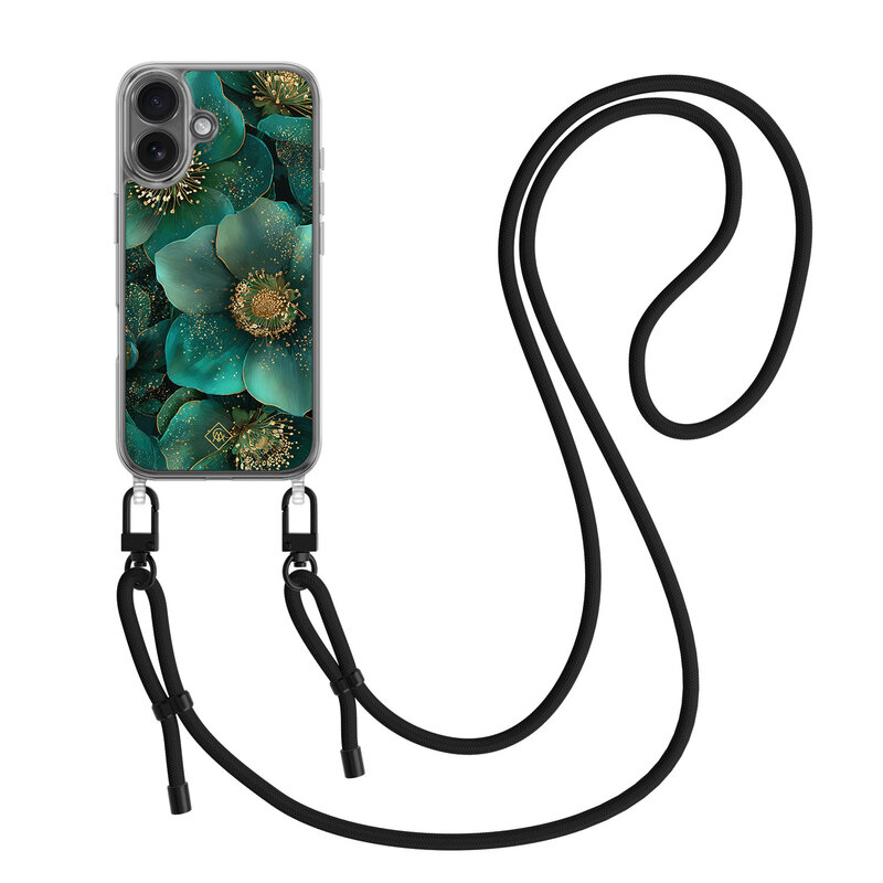Casimoda iPhone 17 hoesje met zwart koord - Emerald flowers