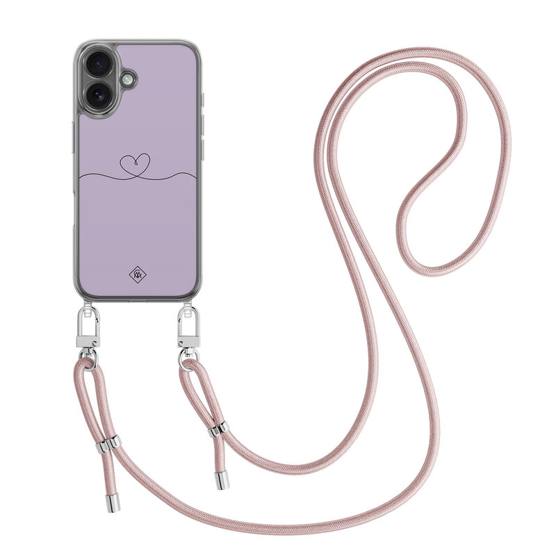 Casimoda iPhone 17 hoesje met rosegoud koord - Hart lila