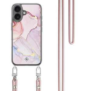 Casimoda iPhone 17 hoesje met rosegoud koord - Purple sky