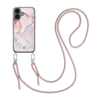 Casimoda iPhone 17 hoesje met rosegoud koord - Purple sky