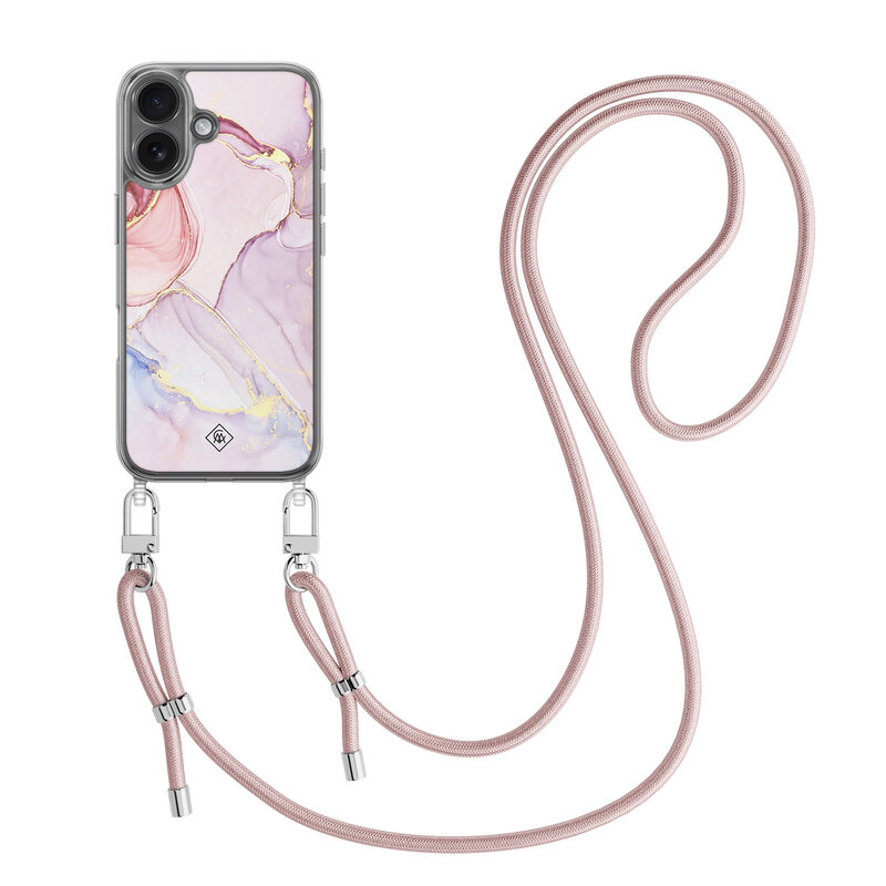 Casimoda iPhone 17 hoesje met rosegoud koord - Purple sky