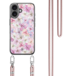Casimoda iPhone 17 hoesje met rosegoud koord - Hortensia