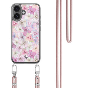 Casimoda iPhone 17 hoesje met rosegoud koord - Hortensia