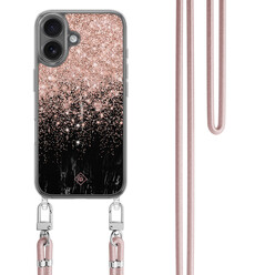 Casimoda iPhone 17 hoesje met rosegoud koord - Marmer twist