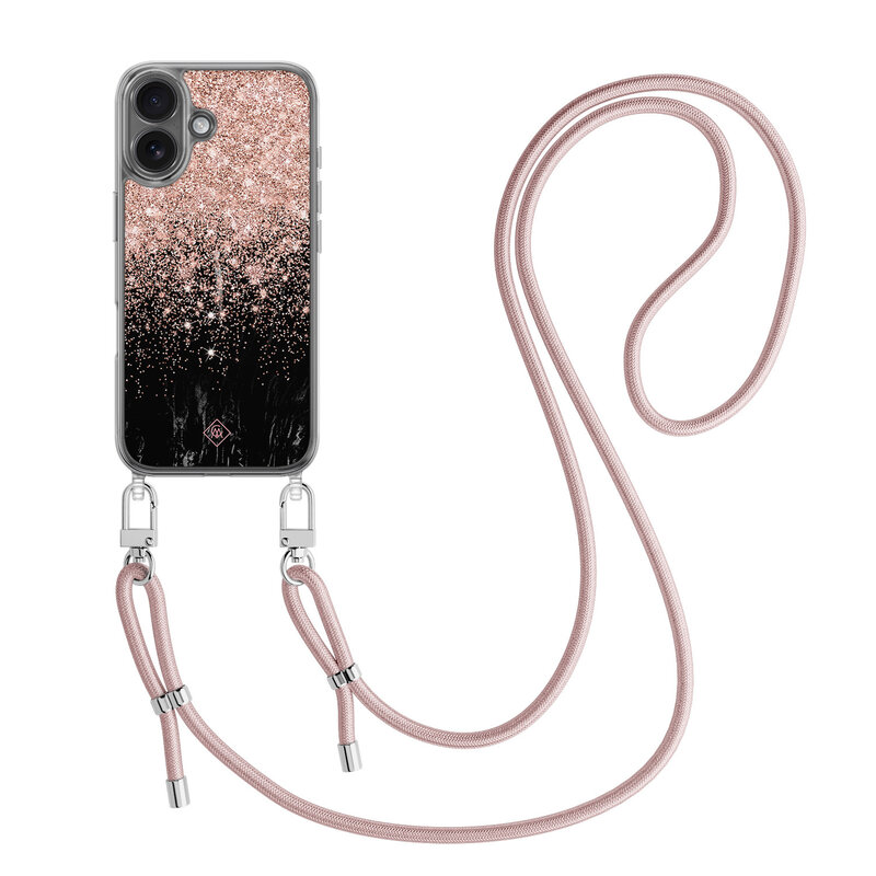 Casimoda iPhone 17 hoesje met rosegoud koord - Marmer twist