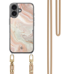 Casimoda iPhone 17 hoesje met beige koord - Marmer waves