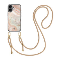 Casimoda iPhone 17 hoesje met beige koord - Marmer waves