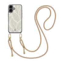 Casimoda iPhone 17 hoesje met beige koord - Palm leaves beige