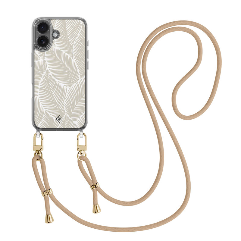 Casimoda iPhone 17 hoesje met beige koord - Palm leaves beige