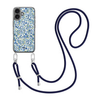 Casimoda iPhone 17 hoesje met donkerblauw koord - Vintage blue floral