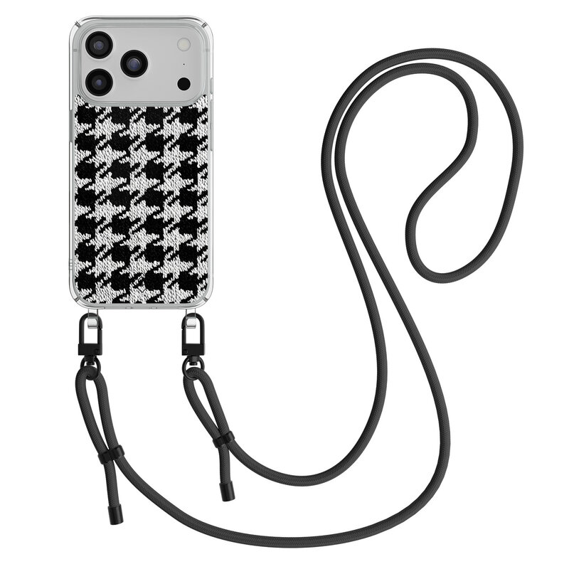 Casimoda iPhone 17 Pro Max hoesje met zwart koord - Pied de Poule