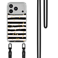 Casimoda iPhone 17 Pro Max hoesje met zwart koord - Hart streepjes