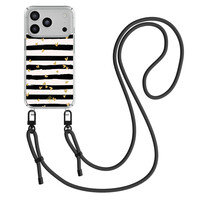 Casimoda iPhone 17 Pro Max hoesje met zwart koord - Hart streepjes