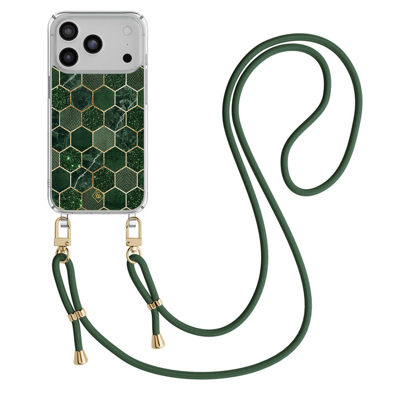 Casimoda iPhone 17 Pro Max hoesje met groen koord - Kubus groen